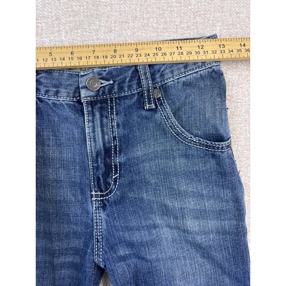 Wrangler 20X Boys Blue Jeans Regular Fit Straight Leg Adjustable Waist Size 14